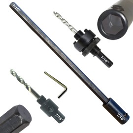Hole Saw Extension and Arbor Kit 7/16" : 1/2" Hex Arbors X2 and 12" Extension Fits Hole Saws from 5/8 Inch to 10 Inch with Both TCT and Hss Pilot Drill Bits So Drilling Deep Holes in Wood Or Masonry