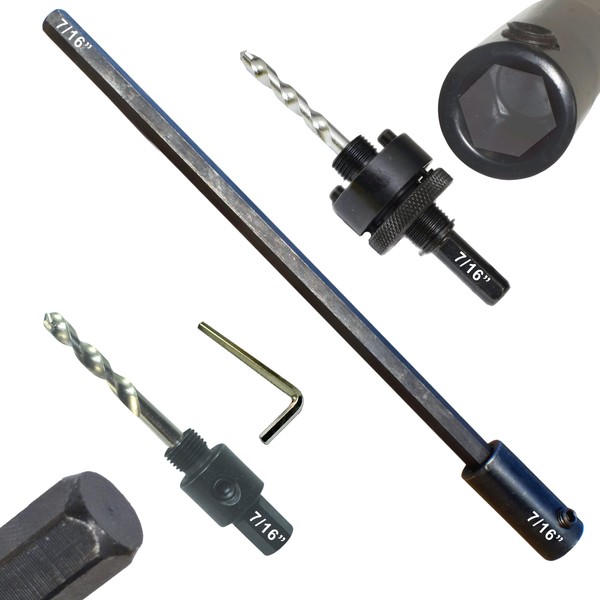 Hole Saw Extension and Arbor Kit 7/16" : 1/2" Hex