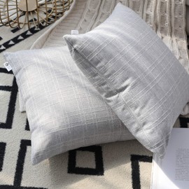 Kevin Textile Decorative Classic Retro Checkered Pillow Covers Plaids Simple Style Cushion Case Linen Square Throw Pillowcase for Sofa Car Bed, Set of 2, 20 x 20 Inch, Glacier Grey