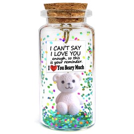 I Beary Love You - Bonito regalo de oso de peluche, mensaje romántico en botella, tarro de deseos decorativo de aniversario, San Valentín, cumpleaños, Navidad, decoraciones para novio, marido, él, ella, esposa, novia