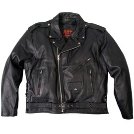 Hot Leathers Classic Motorcycle Jacket with Zip Out Lining (Black, Size 46)