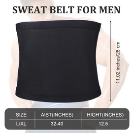 Qianyu Waist Trainer Trimmer Workout Stomach Wrap Belt Sweat Belt Band for Men Lower Belly Cincher Sauna Band Body Shaper Tummy Control For Bodybuilding Exercise Sculpt (Black and Silver, One Size)