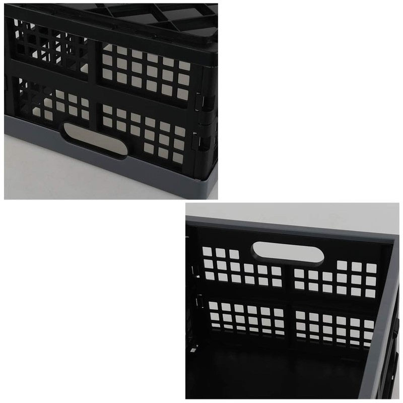 Rinboat 15 L Plastic Collapsible Crates, Stackable Folding Crates, 4