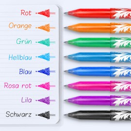 YYSHUS Erasable Ballpoint Pen, Rollerball Pen Erasable, 8 Colours Erasable Gel Pen, Ballpoint Pen with Eraser, 0.5 mm Erasable Gel Pens for Students, Office, Gifts