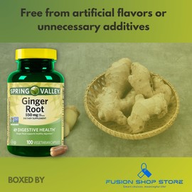 Spring Valley Ginger Root 550 mg- Organic Supplements 100 Capsules (Pack of 2), Boxed by Fusion Shop Store