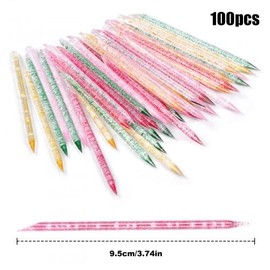 Dokpav 100 PCS Plastic Cuticle Pushers, Double-End Colorful Crystal Sticks, Multiple colour Nail Care Sticks, Nail Cuticle Pusher, Disposable Nail Cuticle Pusher, Nail Art Dotting Tool for Home Salon