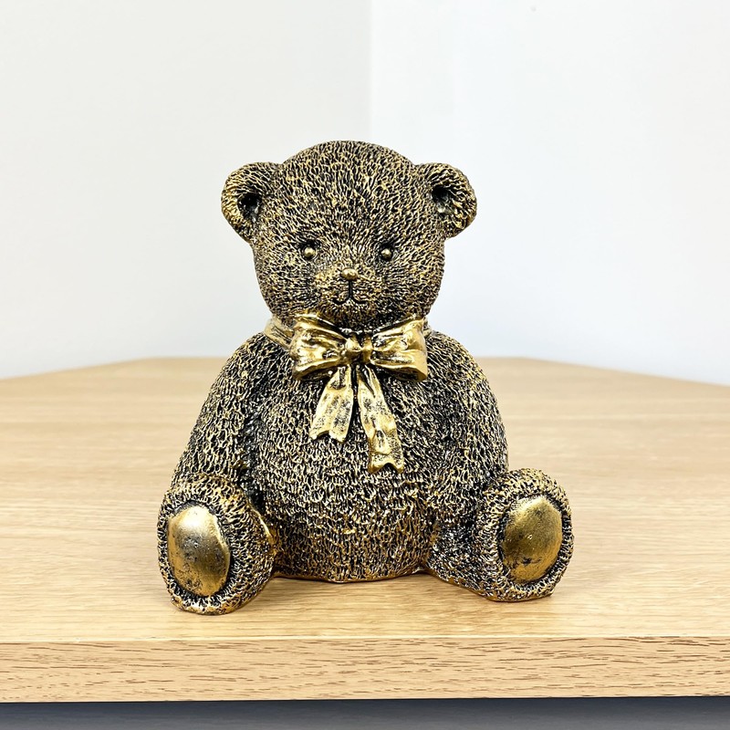 Alfie Francis 13.5cm Tall Gold Cute Teddy Bear Ornament Figurine