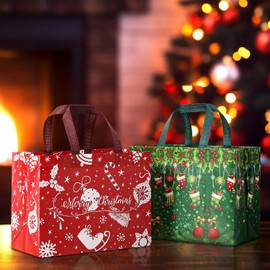 Large Christmas Gift Bags 16 Pack Large Gift Bags for Presents with Handle Reusable Non-Woven Christmas Bags for New Year's Shopping Xmas Gifts Wrapping Party Supplies 12.48 * 6.69 * 9.84in