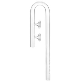 QWORK Glass Inflow Aquarium Lily Pipe - 17mm for 5/8''(16/22mm) Tubing, for Aquarium Planted Tank, Suction Cups Included