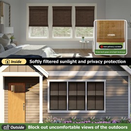 LazBlinds Cordless Bamboo Roman Shades, Privacy Blinds for Interior Windows, Room Darkening Roll Up Bamboo Blinds for Home & Patio, 22.5" W x 48" H, BDP-Espresso