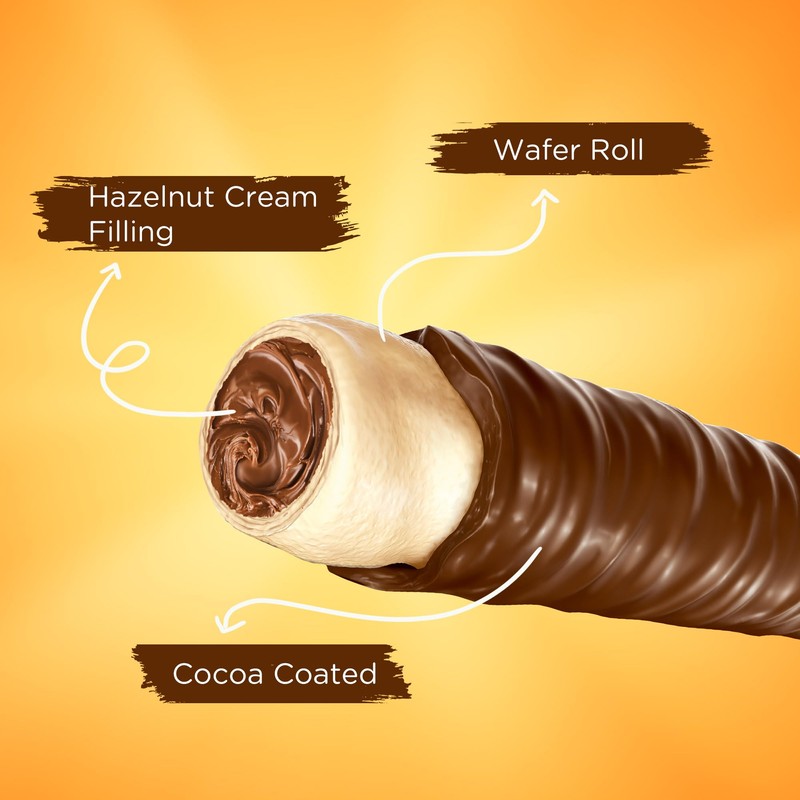 Snack Break Hazelnut Wafer Rolls, Rolled Wafer Cookies, Cocoa Coated