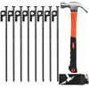 Tent Stakes and Hammer Set, 8 Pack 12in Heavy Duty