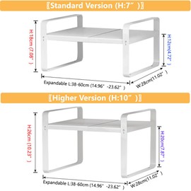 Yagizaai Bayou 1-Tier Expandable Shoe Rack, Adjustable Closet Shoe Storage Organizer, Heavy Duty Carbonsteel Shoe Shelf, Stackable Free Standing Shoe Rack for Small Space (10", 2Pack)
