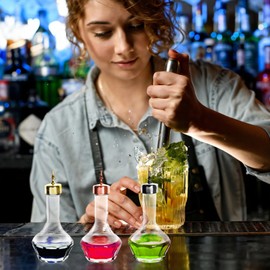 6PCS Bitters Bottle Set, 1.7oz Glass Dasher Bottle, Decorative Professional Bar Tool Accessories for Cocktail Great for Bartender Home Bar Restaurant with Alloy Cap