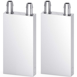 DIYhz - Bloque de refrigeración de agua de aluminio, sistema de disipador de calor líquido para PC, computadora, CPU, radiador, disipador de calor, cabezal endotérmico plateado, 2 unidades (40 mm x 80