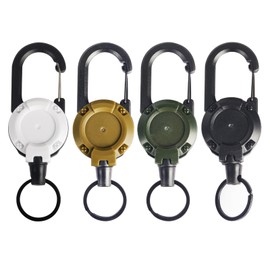 AMONENZ 4 Pieces Retractable Key Chain, Anti-Lost Extendable Keychain, Creative Key Carabiner with 64cm Steel Wire Rope, 4 Colors for Fishing, Travel, Mountaineering