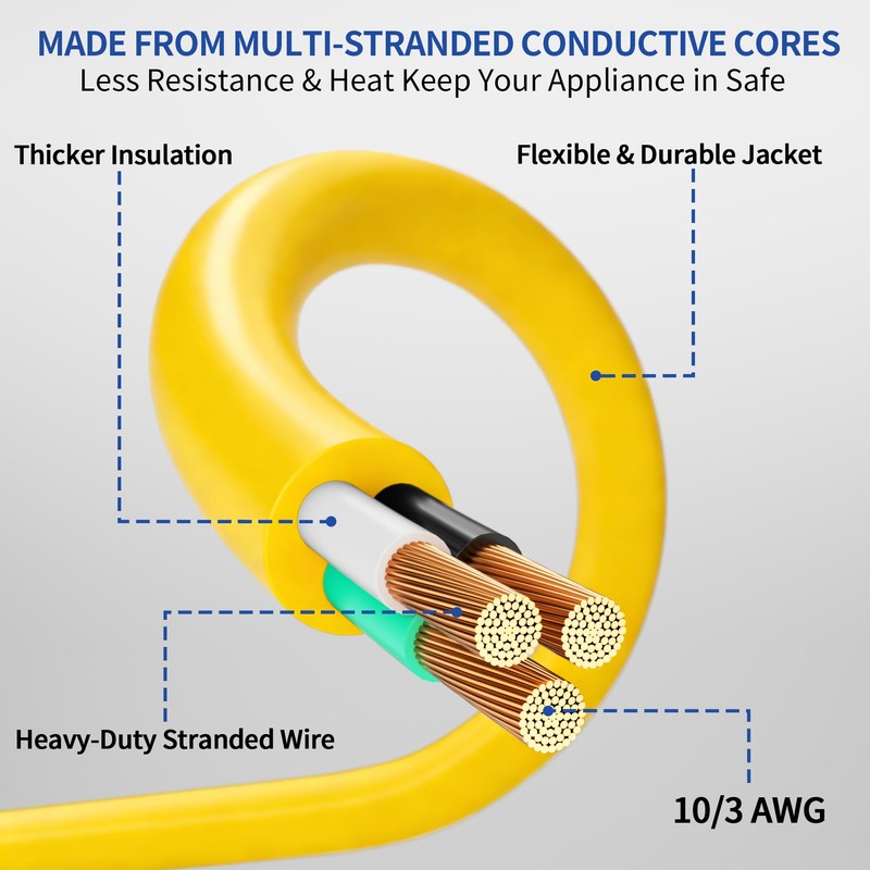 cismorvex 3ft Outdoor/Indoor Extension Cord with Lighted 10/3 Gauge Yellow