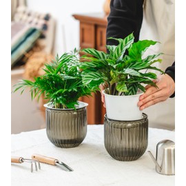 Josteve 5.2 Inch 2 Pcs Self Watering Hanging Planter Indoor Plant Pots Drainage Holes, Outdoor Small Hanging Planters Flower Pot Basket, Visible Water Level, Plant Hanger Home Decor, Gardening