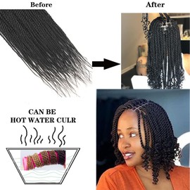 ZRQ Senegalese Twist Crochet Hair for Kids 14 Inch 8 Packs Short Crochet Hair for Women Pre Looped Crochet Braids Small Twist Crochet Hair with Natural Ends(1B3027#)