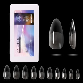 GELLAKTIK Medium Almond Nail Tips-500Pcs Pre-Shaped for Long-Lasting Acrylic Nails，Perfect for DIY at Home Nail Salon - 10 Sizes