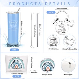 Zhehao Employee Appreciation Gifts Set May You Be Proud Tumbler Cup with Keychain Makeup Bag Thank You Gift for Teacher Nurse Coworker Lady(Rainbow)