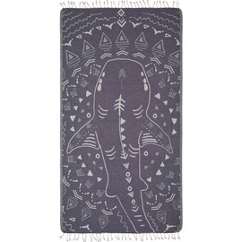 Kikoya Turkish Beach Towel - Sand Free 36 x 71 Oversized Quick Dry for Beach Picnic Pool Tapestry Blanket or Bath - Lightweight Travel Sarong Scarf 100% Turkish Cotton (NativeShark-Antracite)