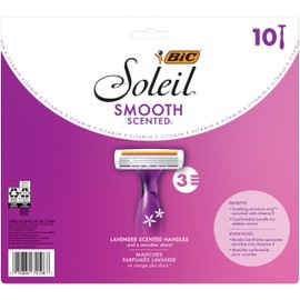 BIC Soleil Smooth Scented Women's Disposable 3 Blade Razors, Lavender Scented Handles and Soothing Moisture Strip, 10-Pack
