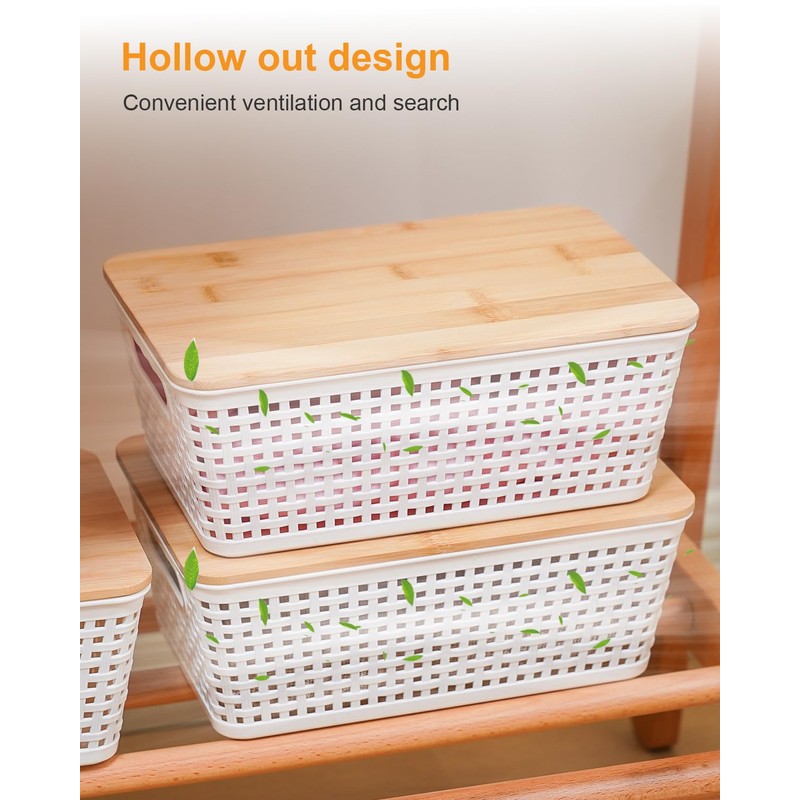 Anywish Storage Bins with Lids 6 Packs, Plastic Storage Bins