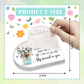 Friendship Gifts for Women Friend, 3.9x3.9 Inch Acrylic Heart Keepsake Gifts for Friends Birthday Christmas Thanksgiving Desk Decor for Home Office Table