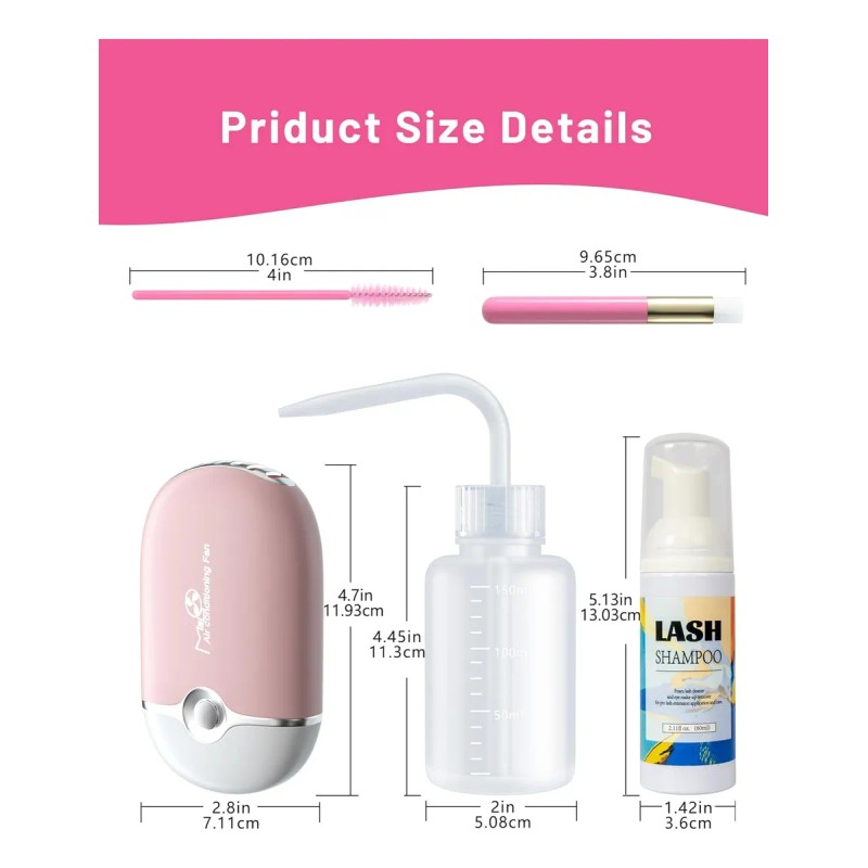 Kit Shampoo Espuma Para Pestañas Y Brocha Para Extensiones