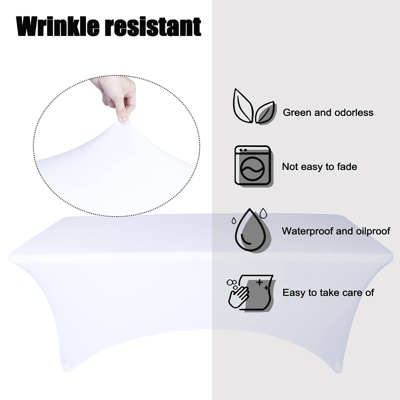 Ocves Stretch Tablecloth 6ft Spandex Table Covers Polyester Fitted Rectangular
