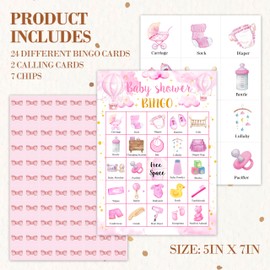 HMJKL Baby Shower Bingo Game, Moon and Stars Bingo Cards Set, Blue Gender Reveal Party Bingo Supplies for Adults, Family Friends Activities Favors Decorations for 24 Player, 01