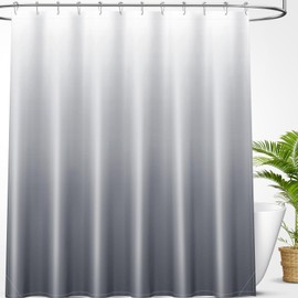 OLANLY Luxury Grey and White Ombre Shower Curtain Sets with 12 Hooks, Waterproof and Washable Decorative Shower Curtains for Bathroom, 72x72 Inches
