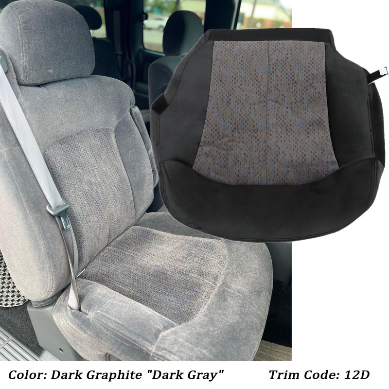 Priprilod Driver Side Bottom Replacement Seat Cover Cloth Dark Gray