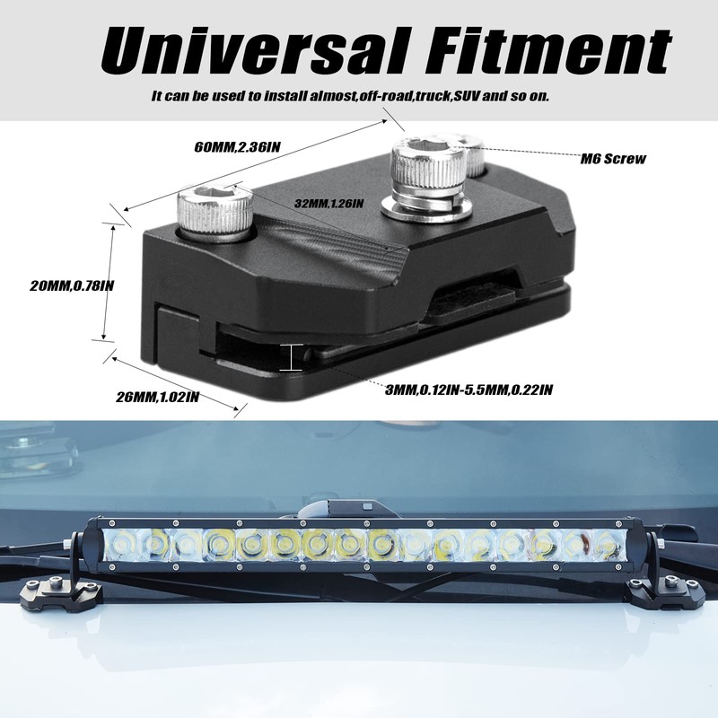 Universal Hood Mounting Bracket - Ditch Light Brackets 2PCS Kit