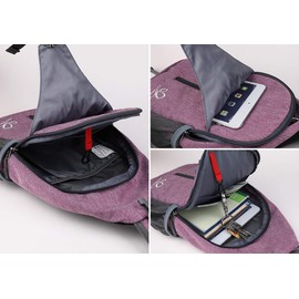 WATERFLY Sling Bag Sling Backpack Crossbody Bag Hiking Daypack for Men Women (Purple Color)
