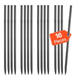 VEVOR 16-Inch 16 Pack Rebar Stakes Straight Galvanized Steel Ground Anchors
