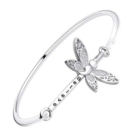 BEKECH Semicolon Butterfly Bangle Bracelet Mental Health Suicide Awareness Depression Semi Colon Jewelry for Fighter Warrior