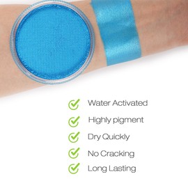 Bowitzki 30g Professional Face Paint Body Paint Water Based Face painting Makeup Safe for Kids and Adults Split Cake Single Color (Metallic Blue)