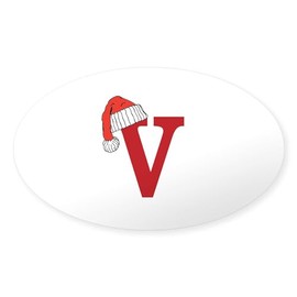 CafePress Letter V Christmas Monogram Sticker Oval Car Bumper Sticker