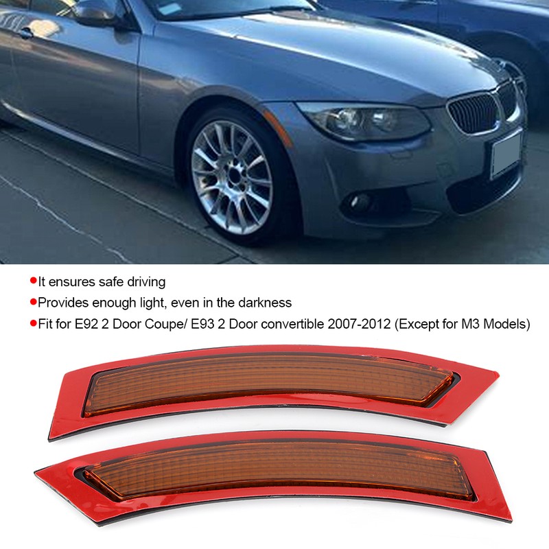 2pcs Plastic Car Front Bumper Reflector Lights Side Marker Lamp