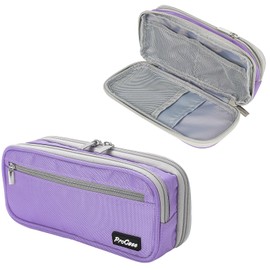 ProCase Pencil Case Pen Bag, Two Layers Big Capacity Pencil Pouch Pen Organizer Durable Stationery Holder for Marker Organization School Supplies Office Storage Desk Organizing -Purple