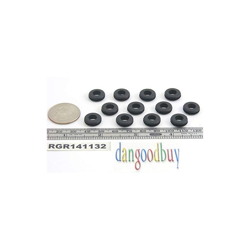 Pkg of 6 - Black SBR Rubber Push-in Grommet -