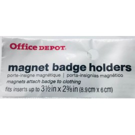 Office Depot Brand 4-Pack Clear Magnet Badge Holders 3 1/2" x 2 3/8" NEW NIP