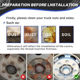 WAITTON 60Pcs Semi Trucks Lug Nut Covers Chrome, 32/33mm Lug Nut Covers ABS Plastic Anti-Rust Screw-on Wheel Nut Caps with Installation Tool, Truck Nuts for Semi Trucks Trailer