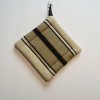 Handmade Hot Pad Trivet Pot Holder Black Tan Stripe Quilted