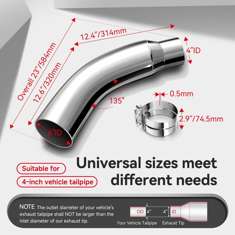 Exhaust Tip, 4 Inch Diesel Exhaust Tip Elbow Tip with