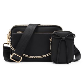 UTO Small Crossbody Bags for Women 3 in 1 Trendy Belt Bowknot Purse Fashion Designer Mini Cute Sling Fanny Chest Pack
