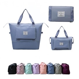 RichMoro Large Capacity Foldable Travel Bag Expandable Collapsible Waterproof Dry and Wet Separation Large Capacity Travel Handbag (Black)