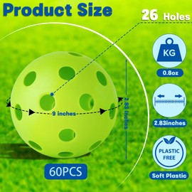 Mototo 60 Pack Sports Plastic Baseballs, 9 Inch Softball Baseball Lightweight Hollow Soft Ball Perfect Practice Baseballs for Indoor & Outdoor Baseball Hitting, Pitching, Batting Ball Training